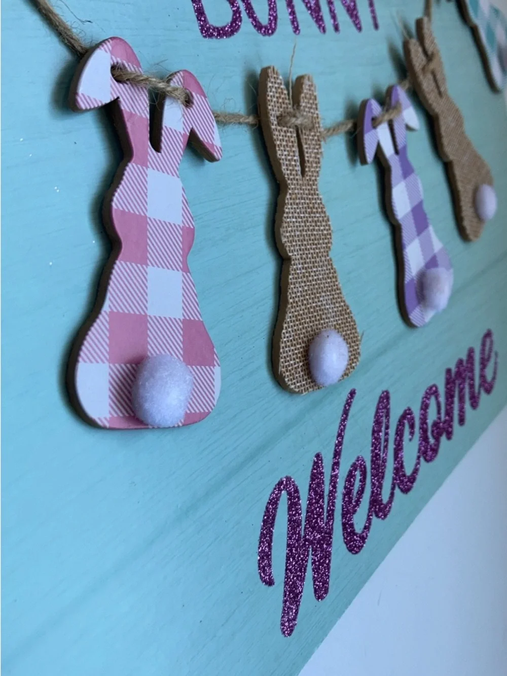 Every bunny welcome Easter spring front door sign decor art NEW 3-d Shabby chic - Picture 9 of 11